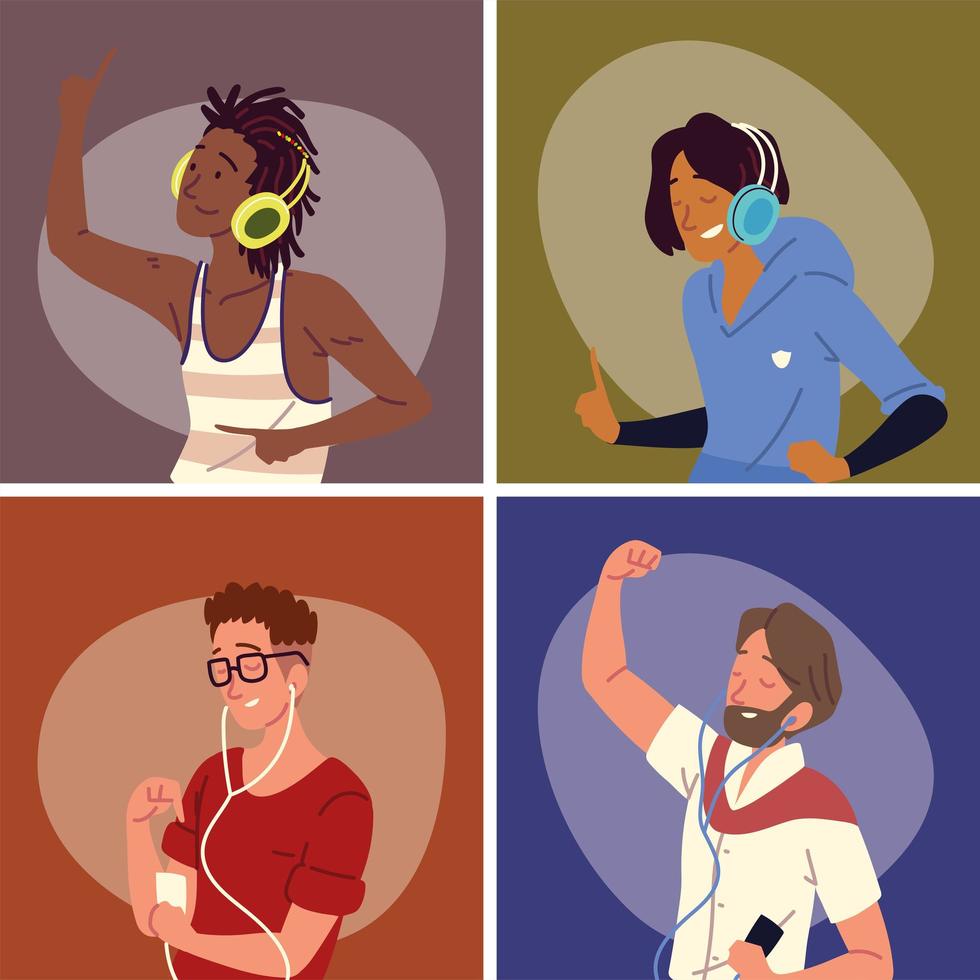 people listening to music vector