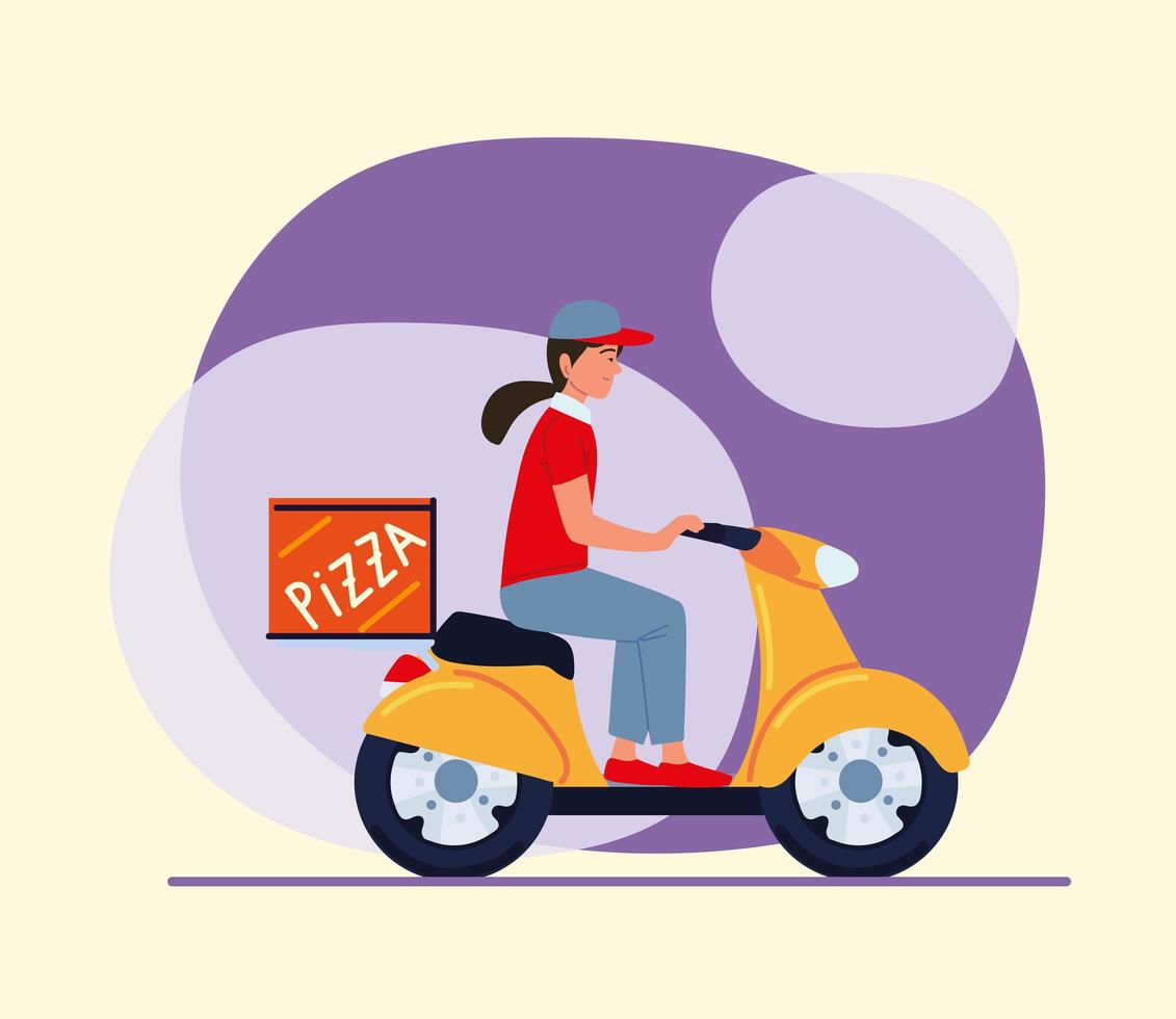 delivery man on scooter vector