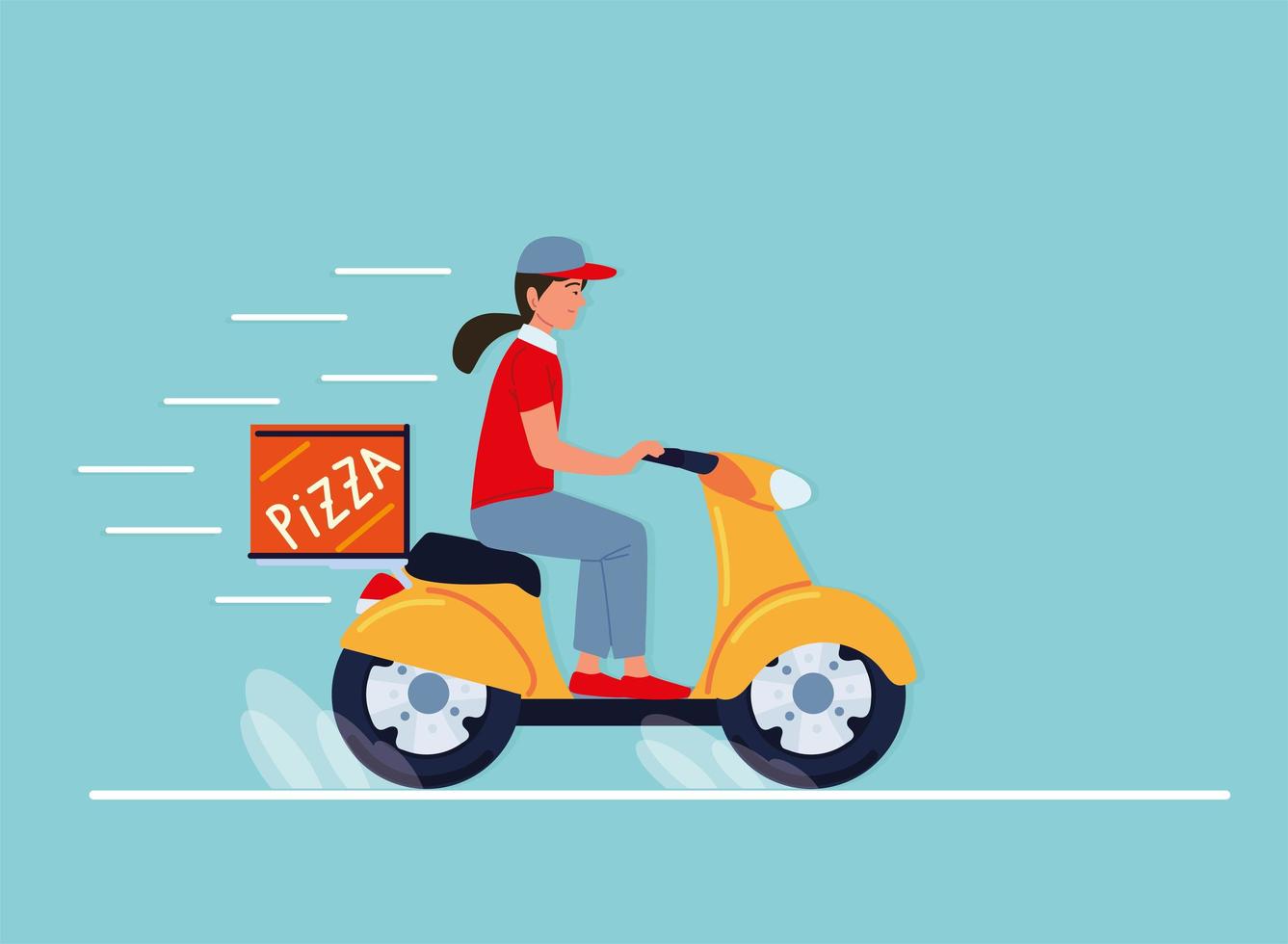 delivery guy on motorcycle vector