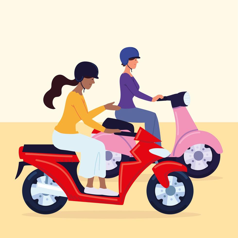 women riding motorcycles vector