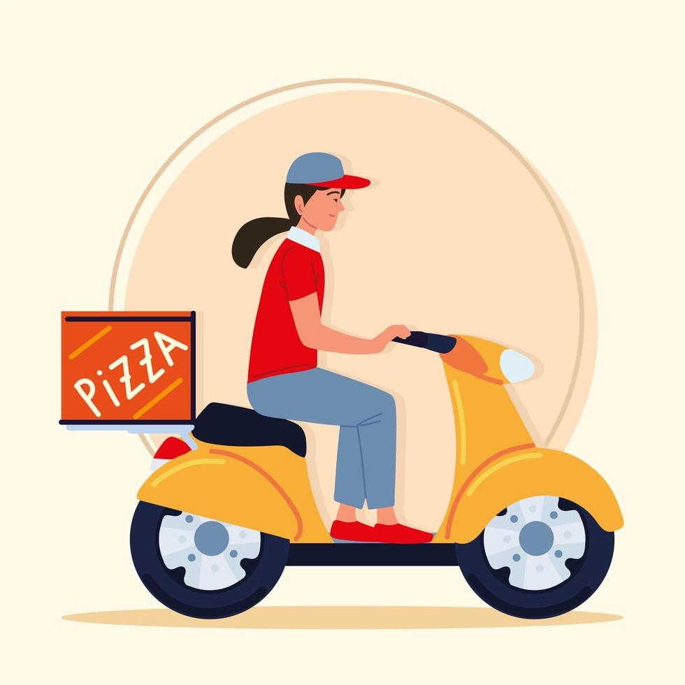 delivery worker on motorcycle vector