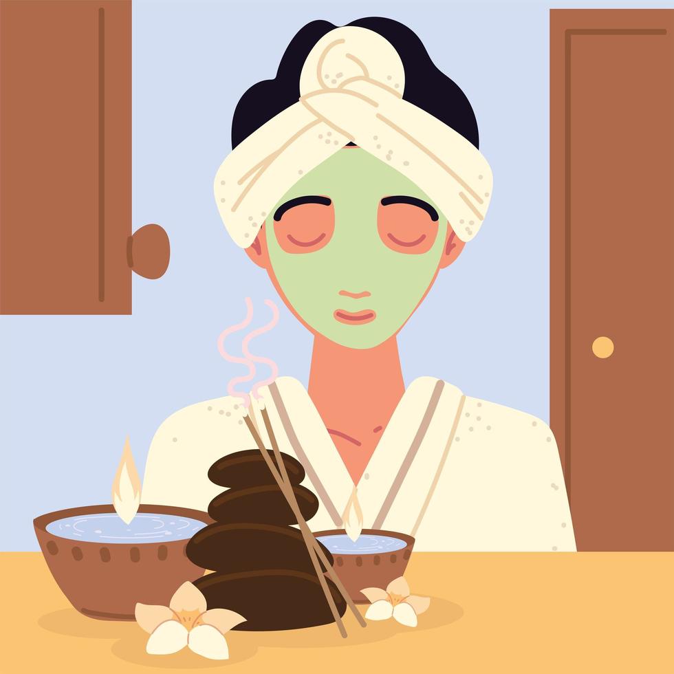 woman with mask spa vector