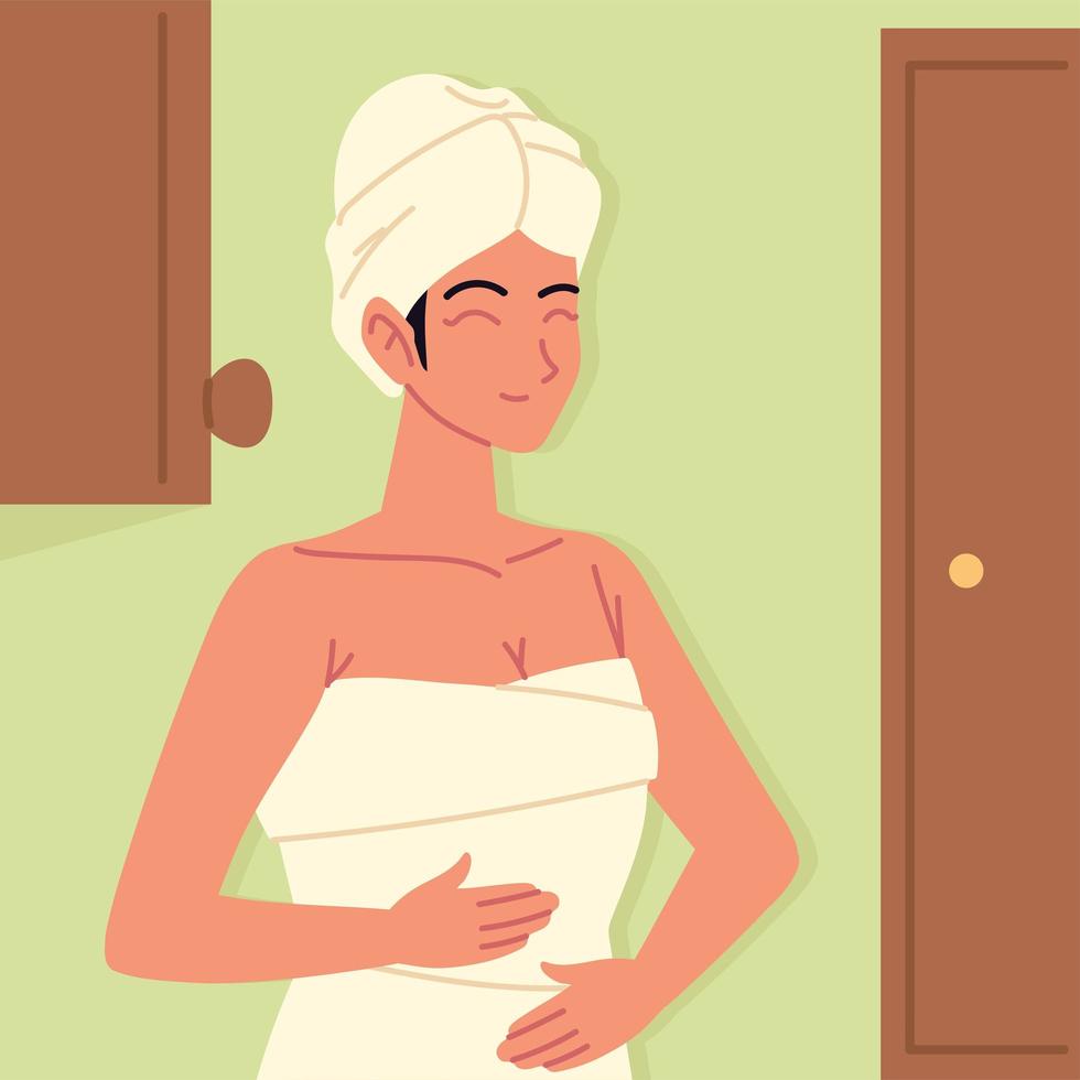 wrapped woman with towel vector
