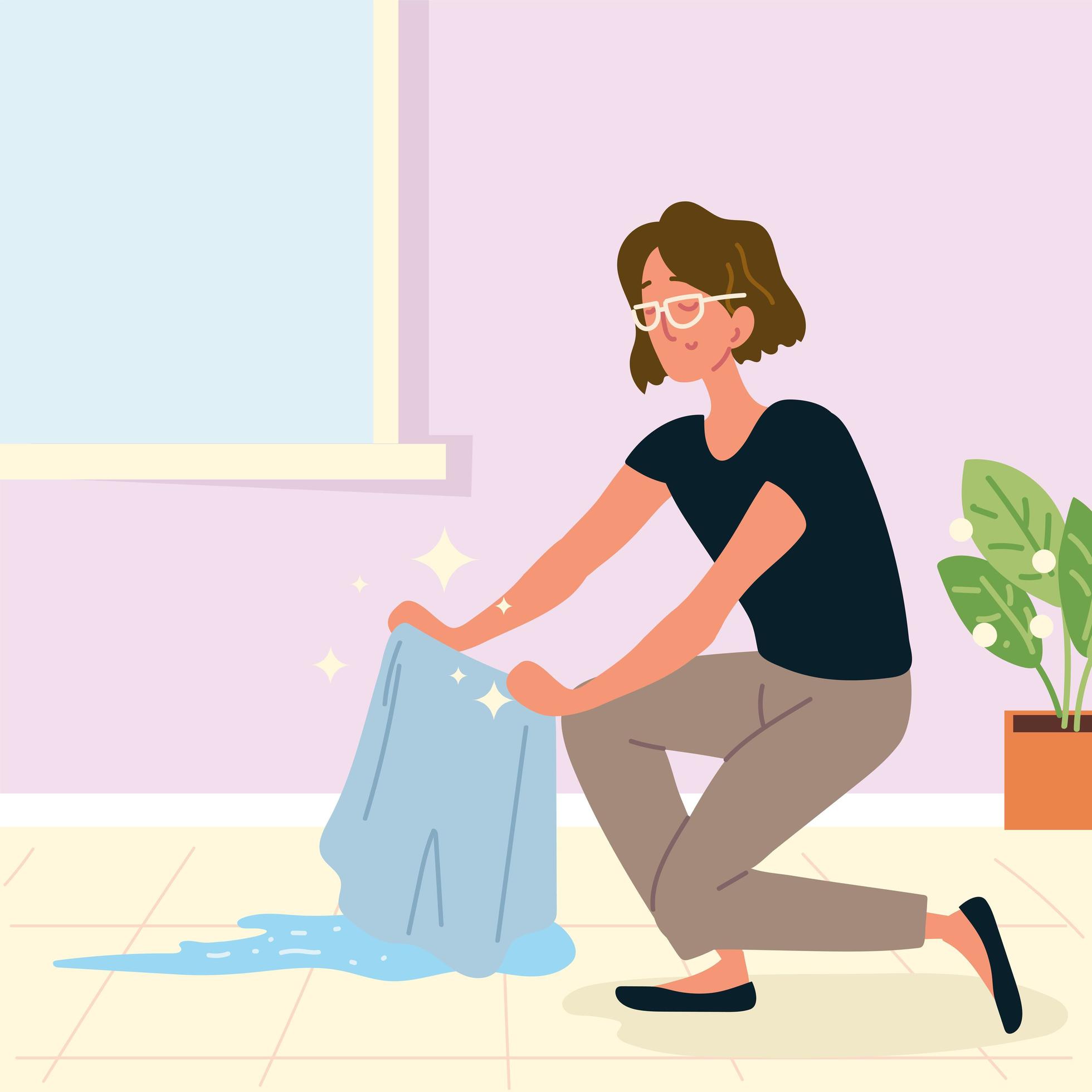woman cleaning floor 4207000 Vector Art at Vecteezy