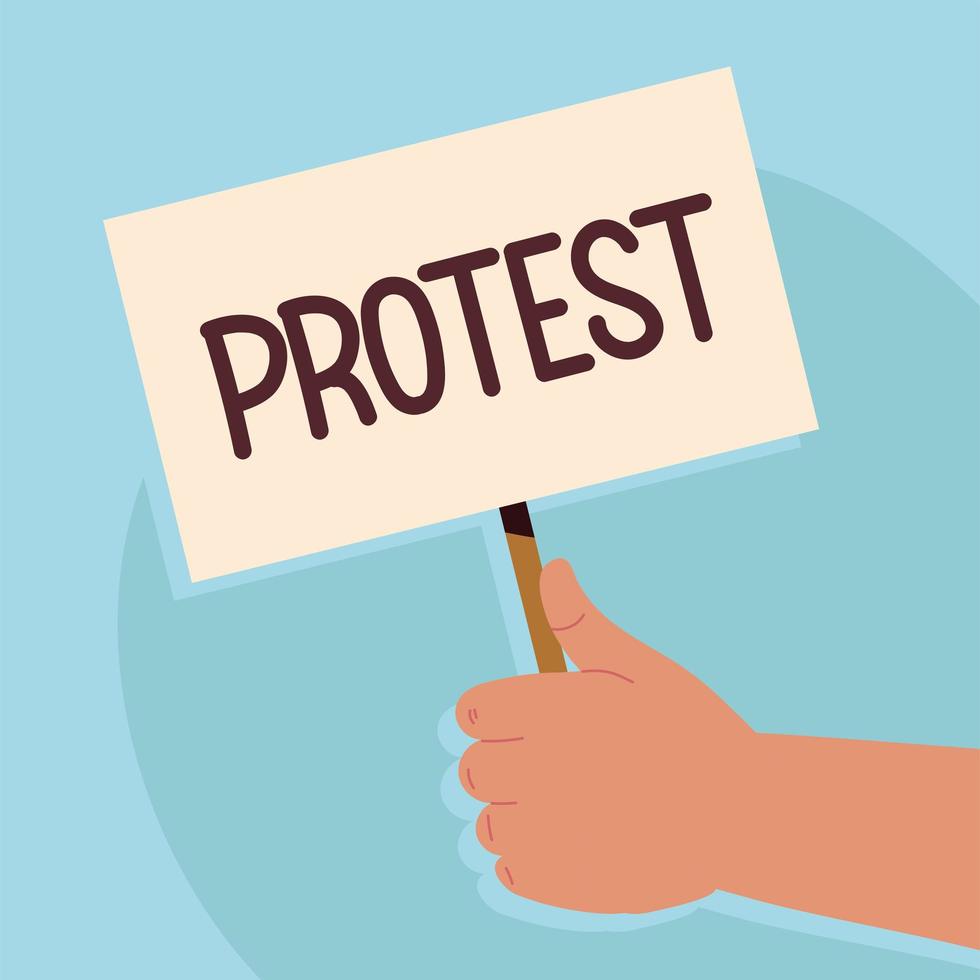 hand with protest banner vector