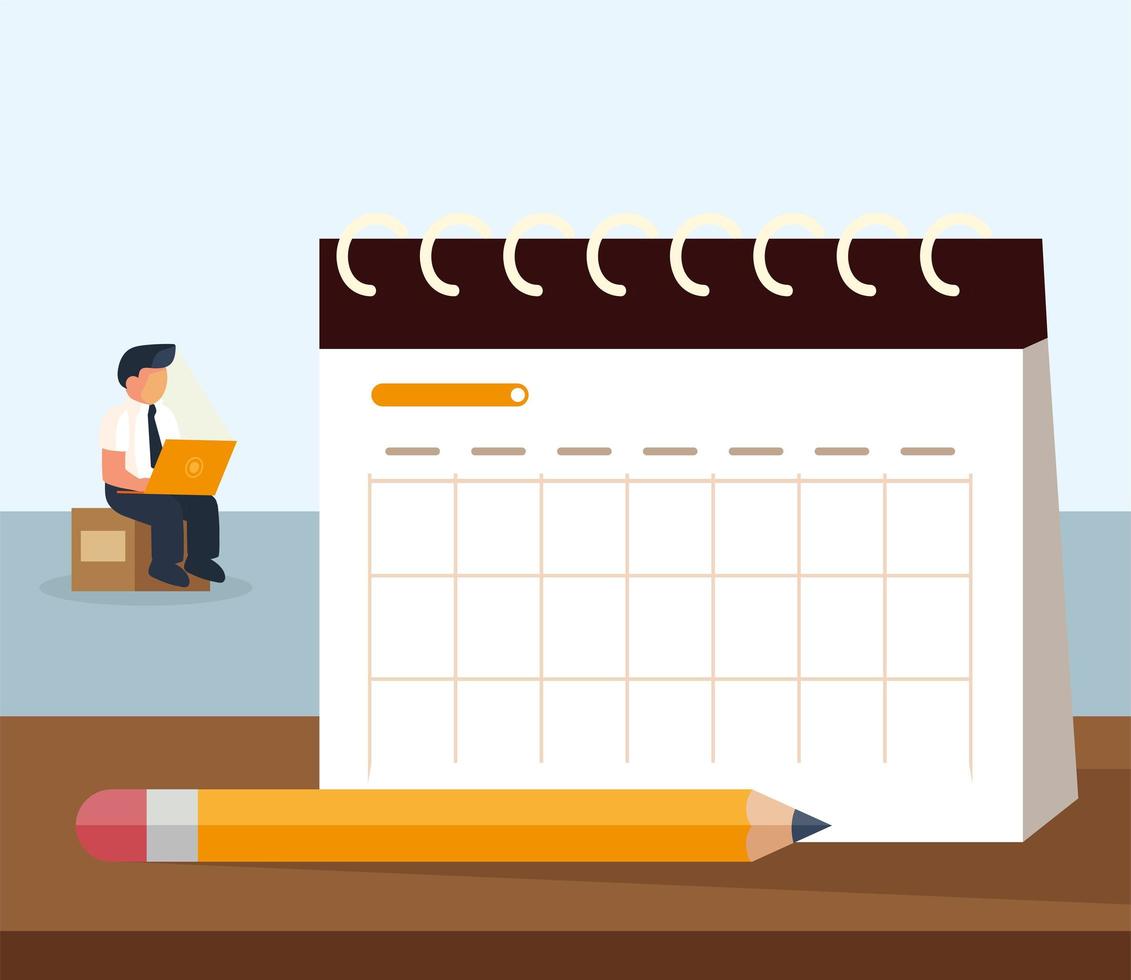 businessman calendar and pencil vector