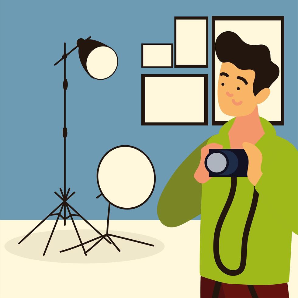 professional photographer with camera vector