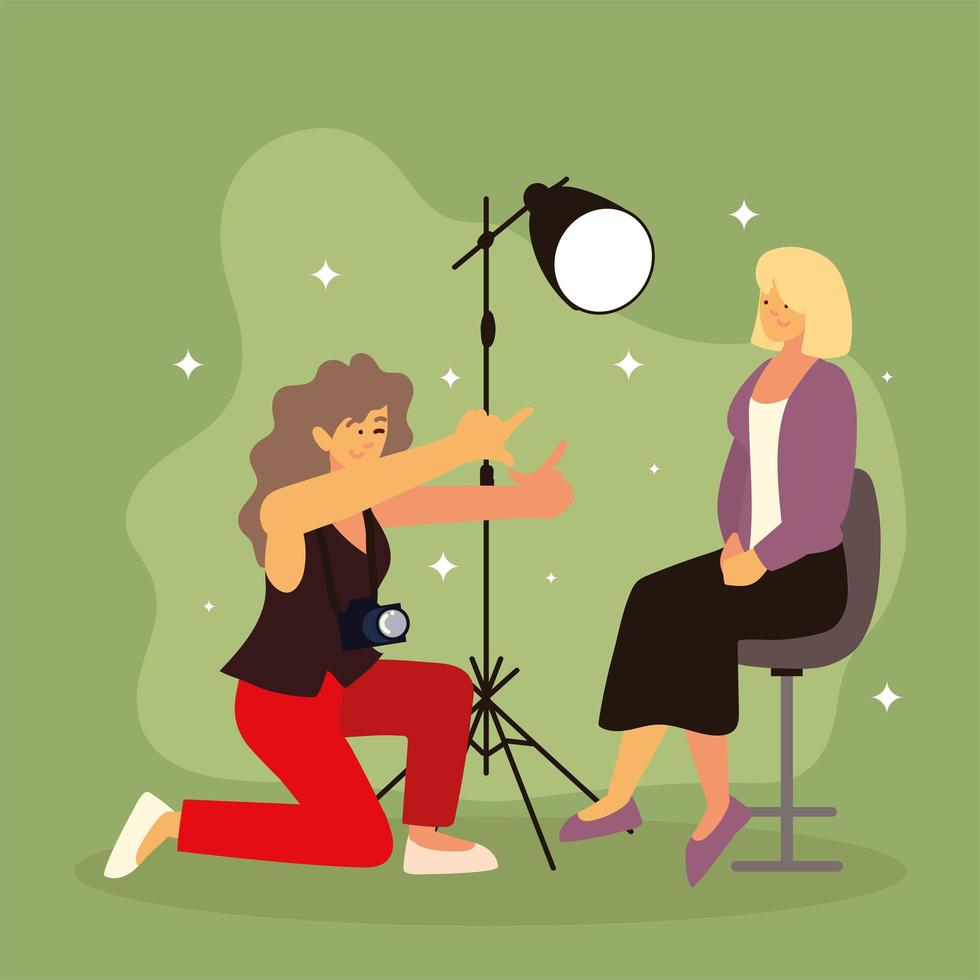 photographer woman and client vector
