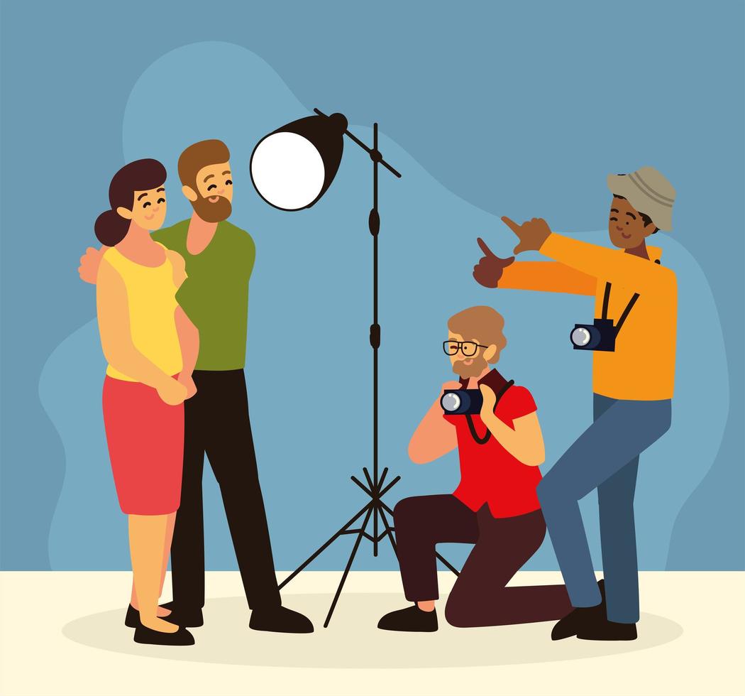 couple in photography studio vector