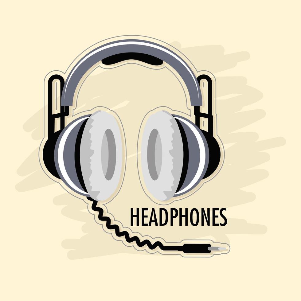 headphones cord plug vector