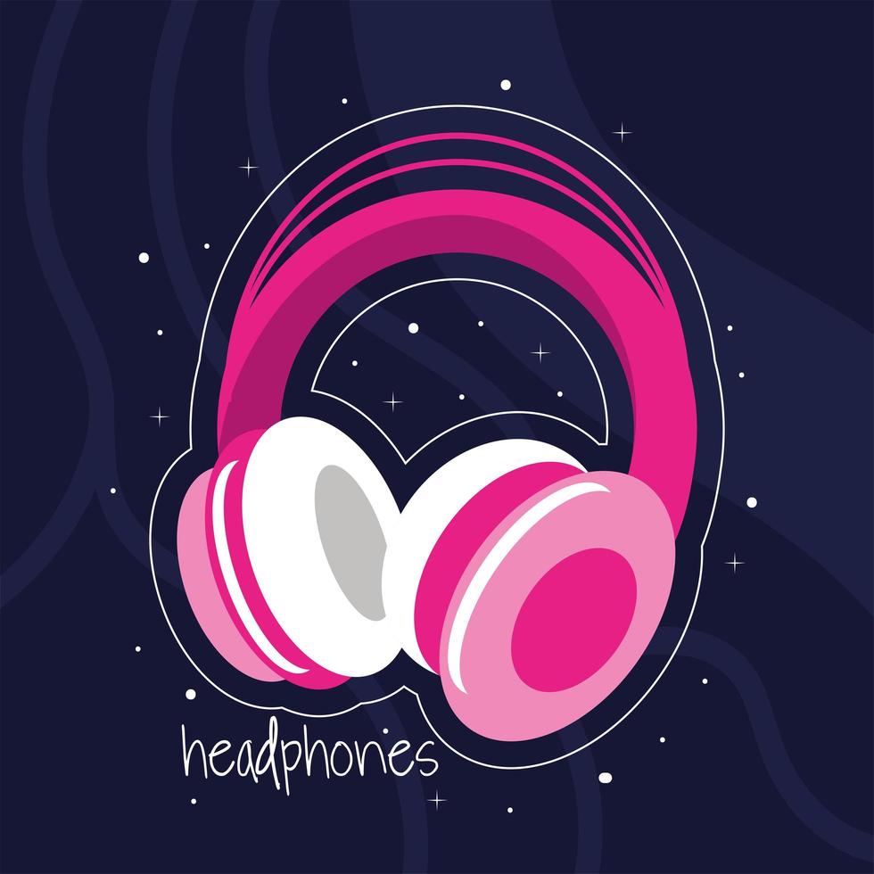 pink headphones icon vector