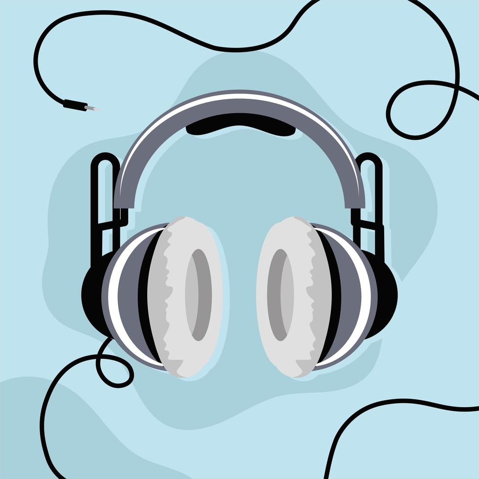 headphones device with cords background vector