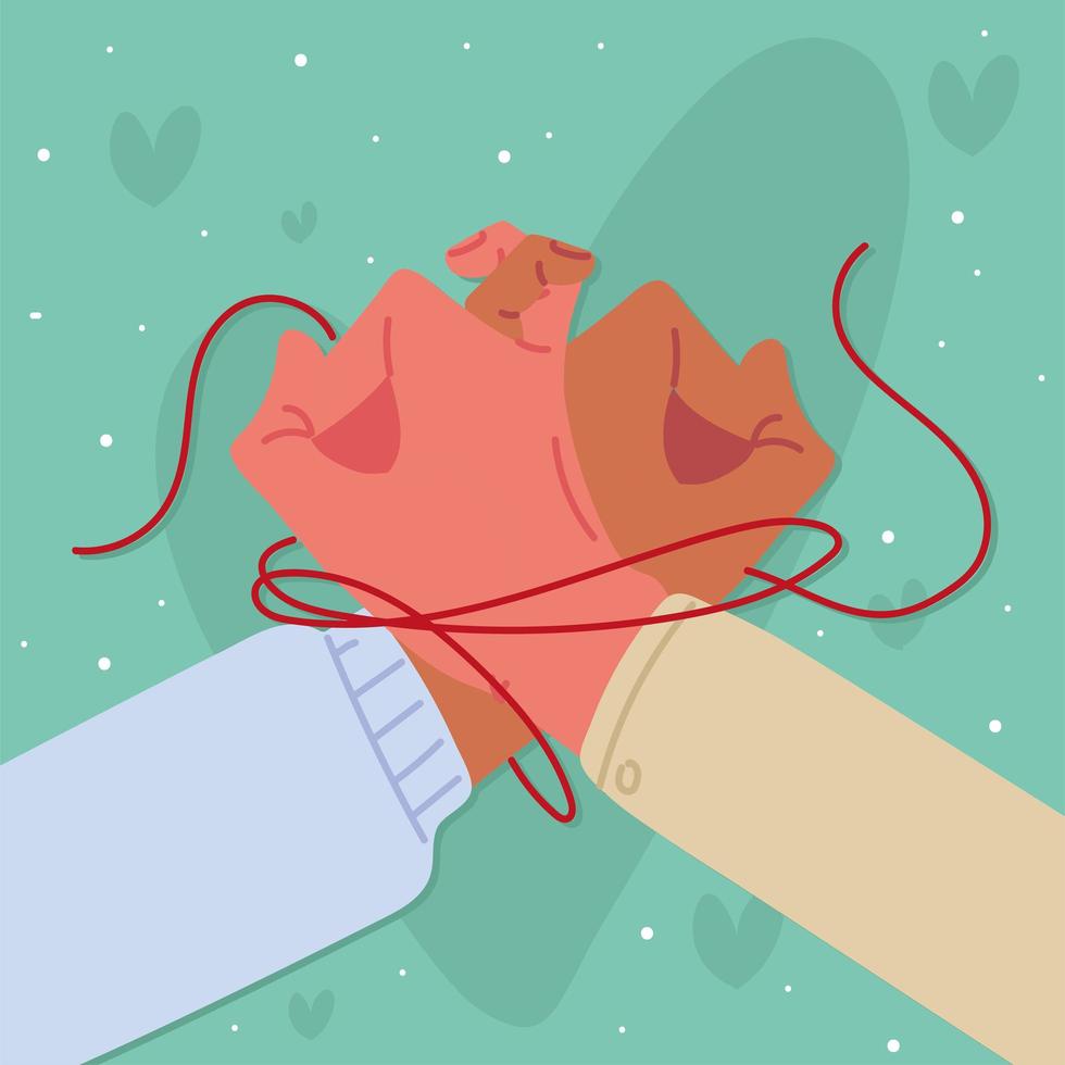 red string of destiny in hands vector