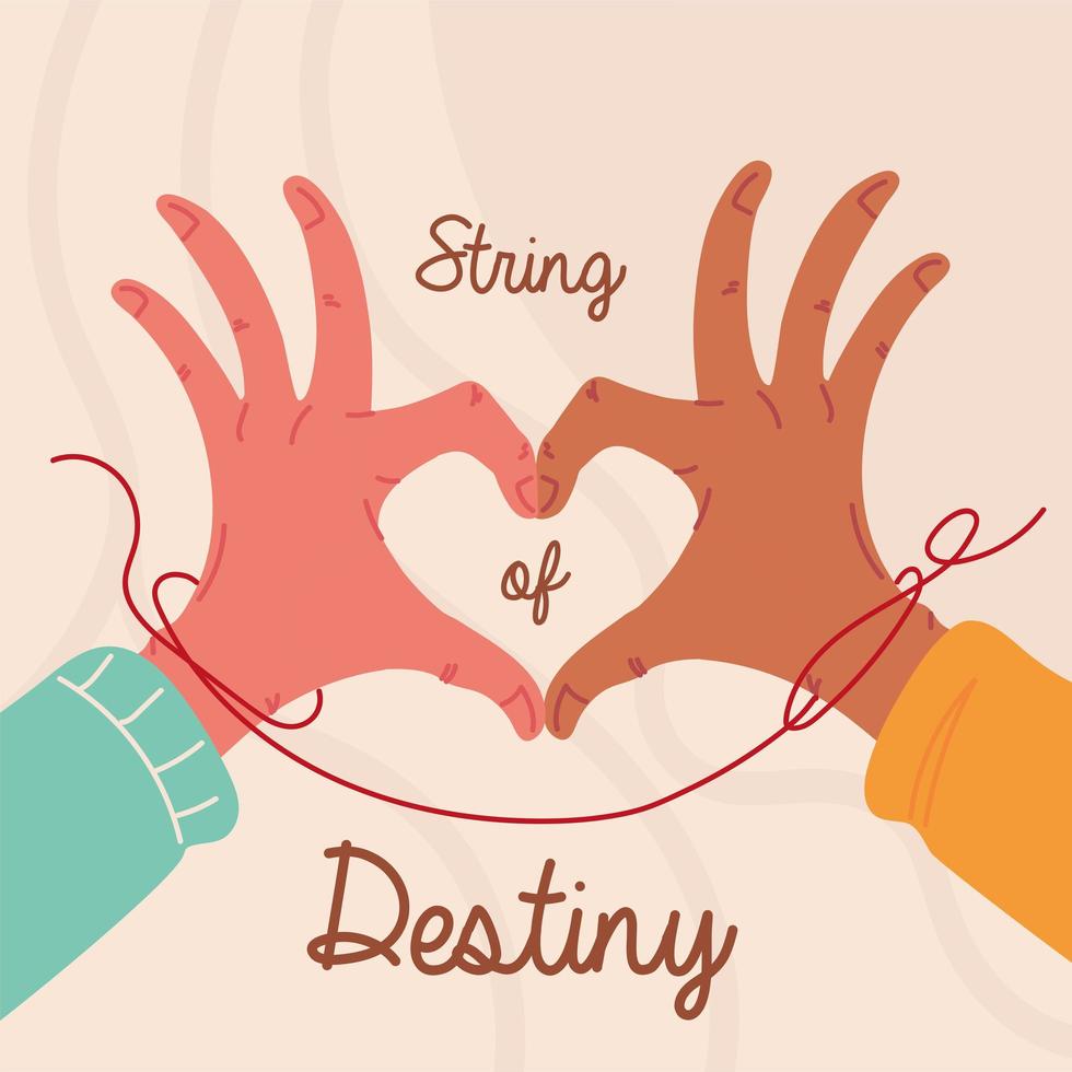 red string hands shaped heart vector