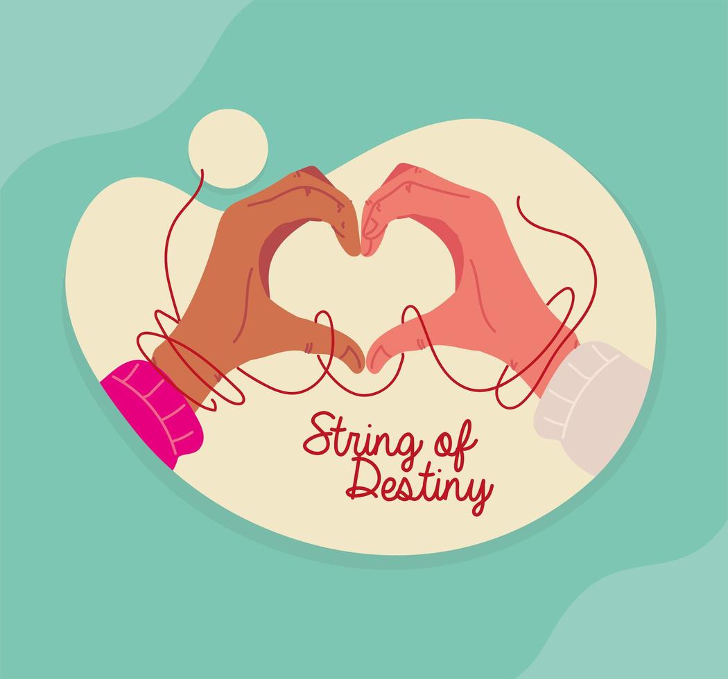 heart hands and red string vector