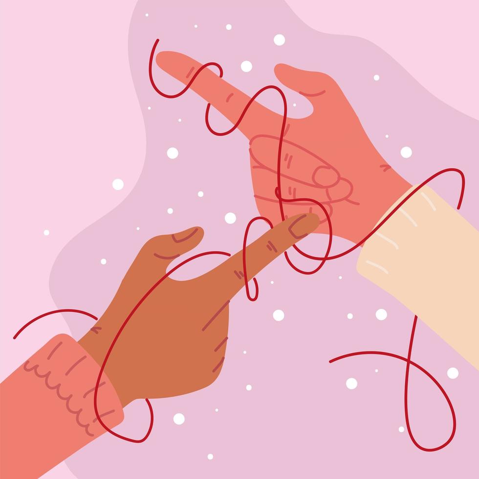 red string of destiny hands vector