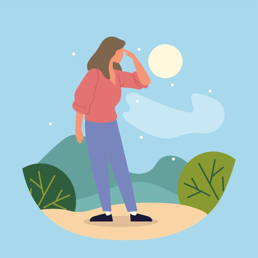 woman looking somewhere vector