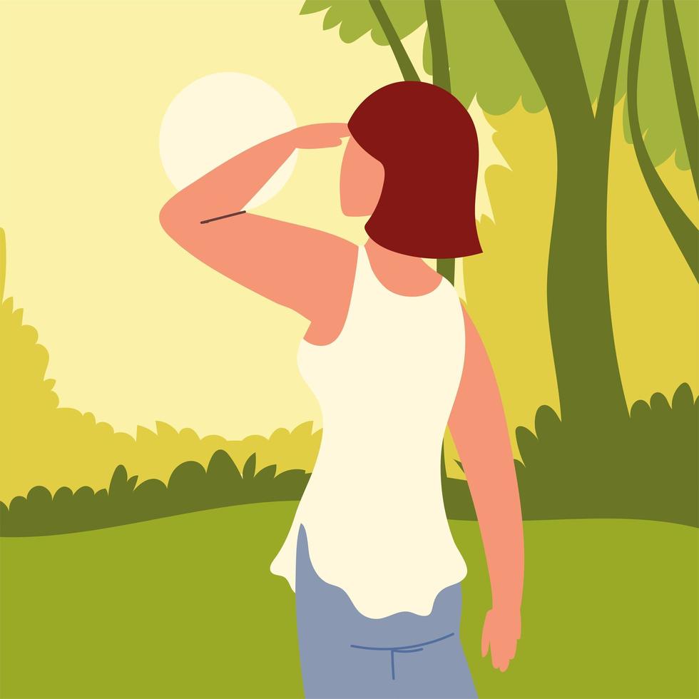 woman looking the distance vector