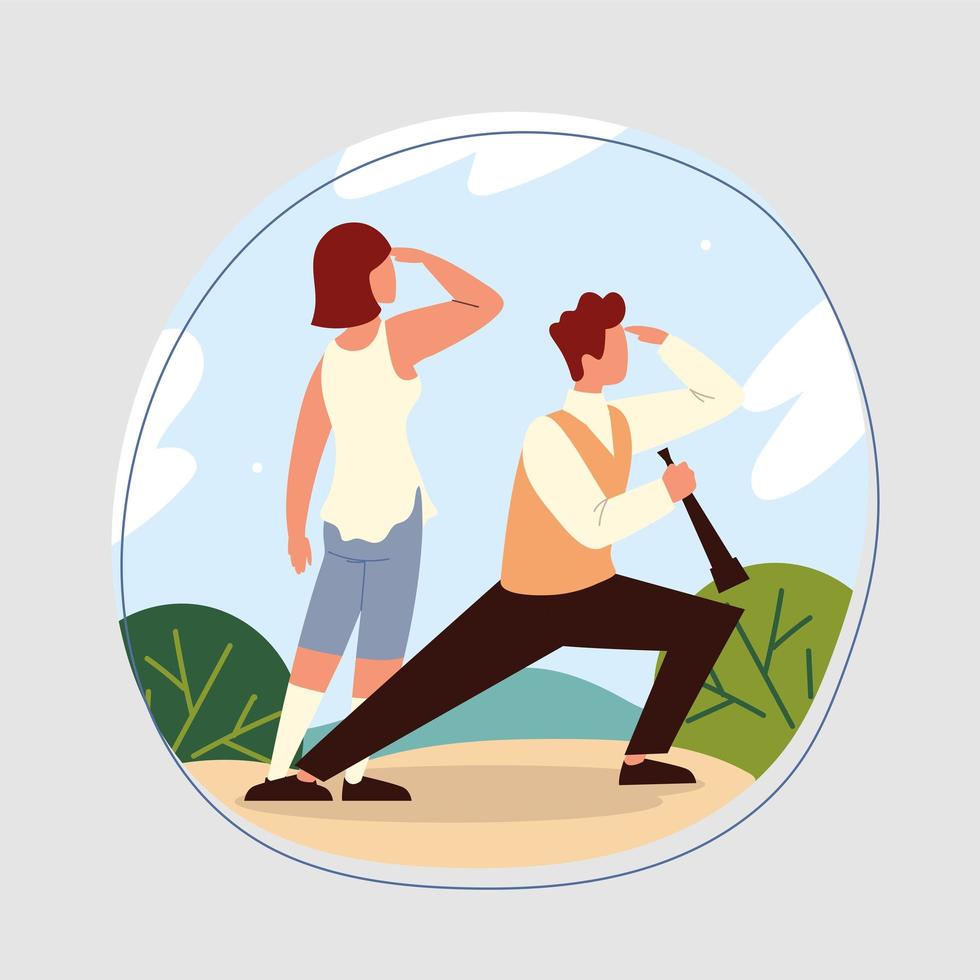 couple looking far future vector