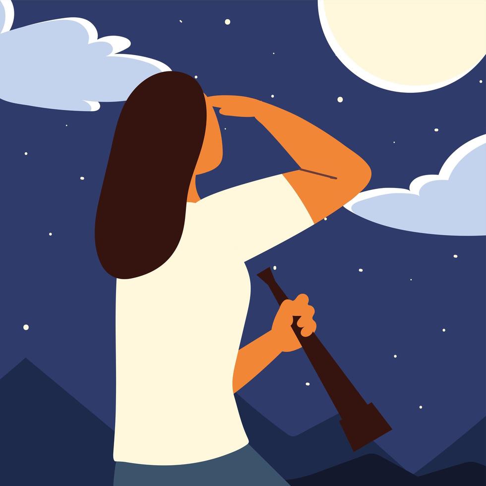 woman look distance vector