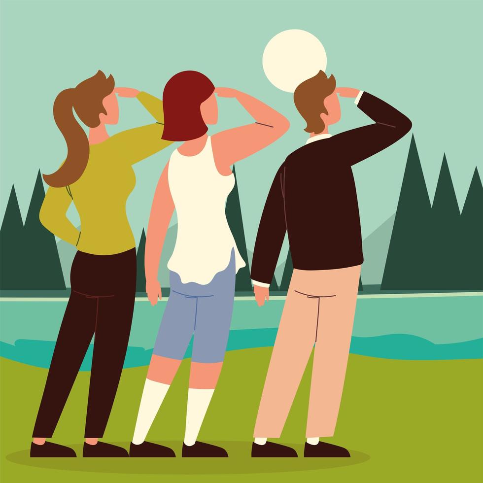 group people looking for way vector