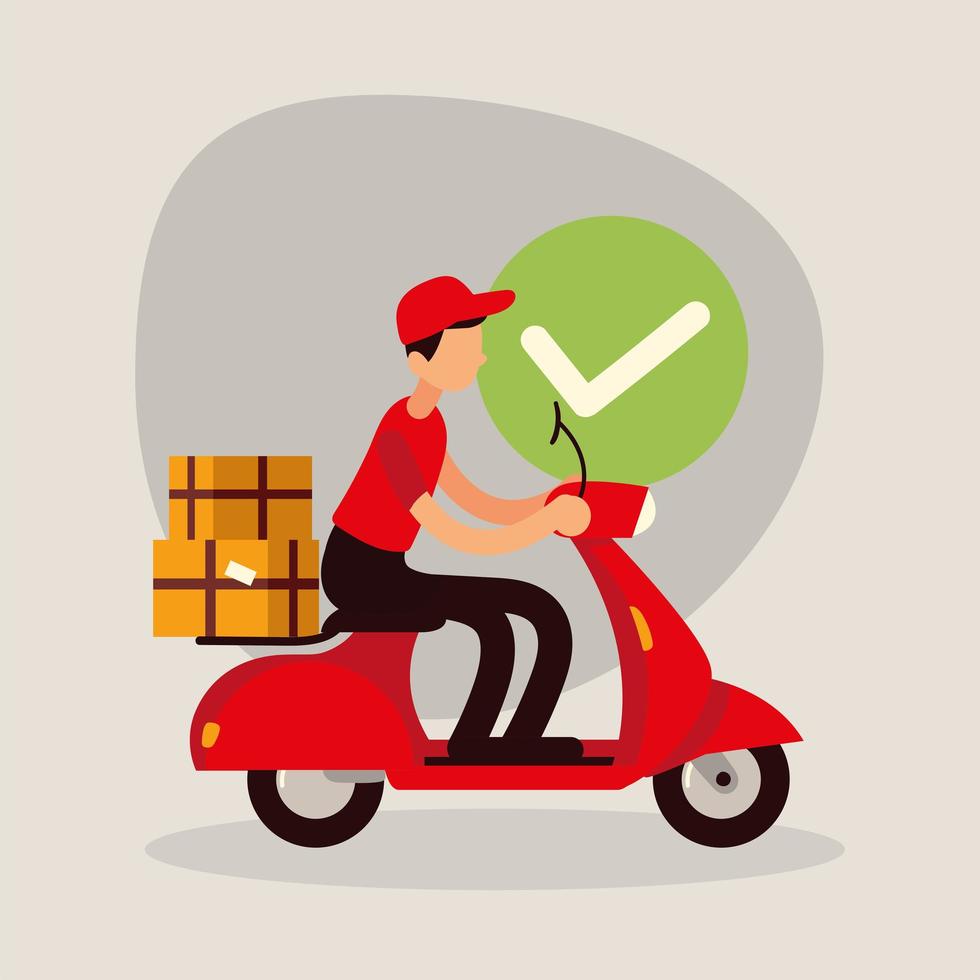 delivery man on motorcycle vector