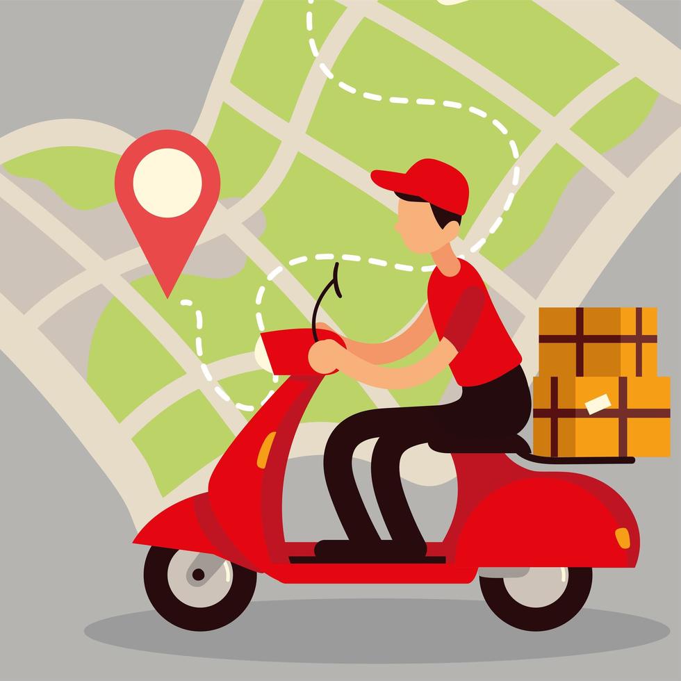 delivery man on map vector