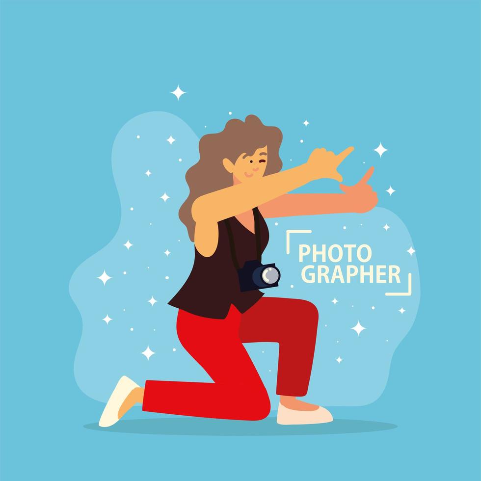 woman with photo camera vector