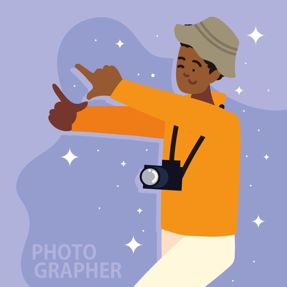 fotógrafo turístico con cámara vector