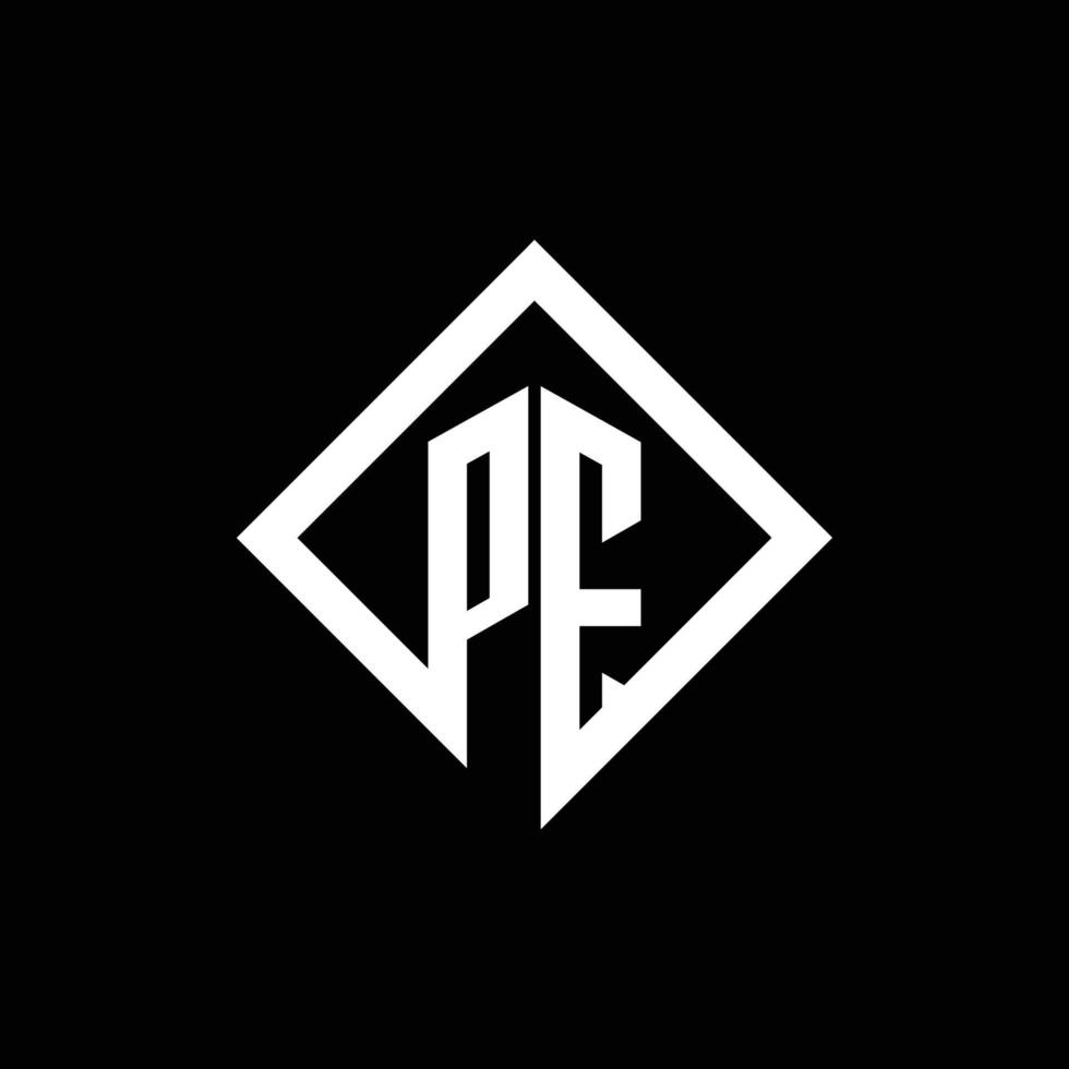 PE logo monogram with square rotate style design template vector