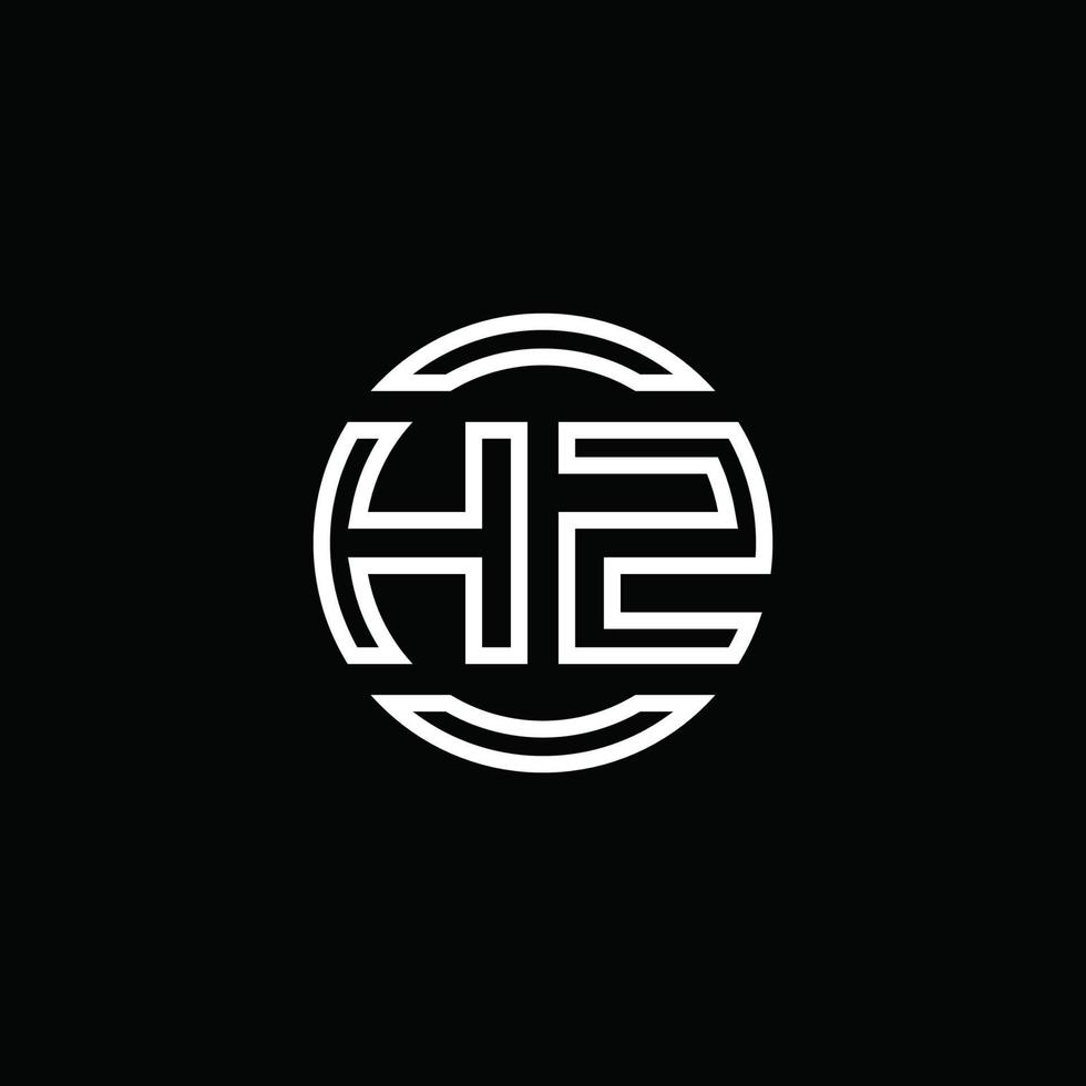 Monograma del logotipo de hz con plantilla de diseño redondeado de círculo de espacio negativo vector