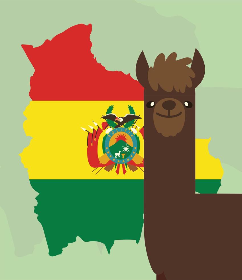bolivian llama and map vector