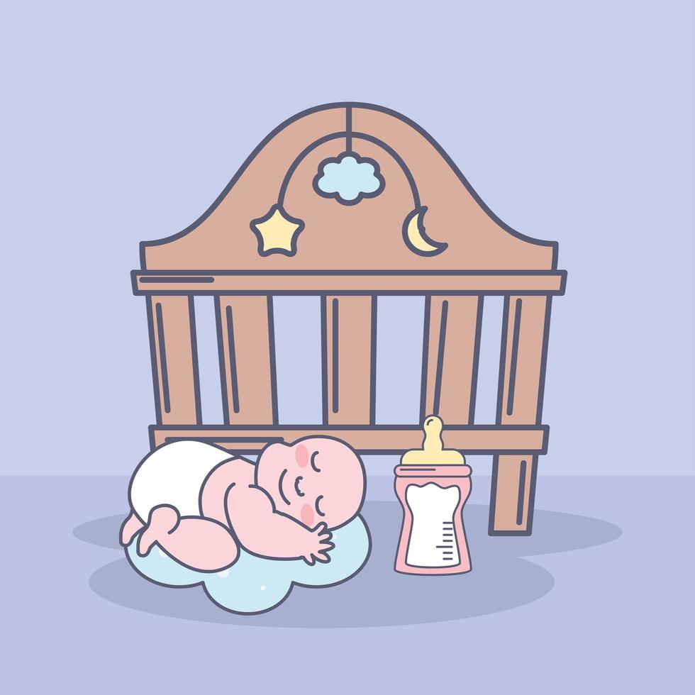 baby sleeps next the crib vector