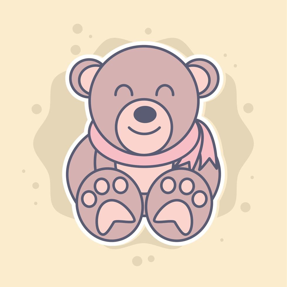 cute bear teddy toy vector