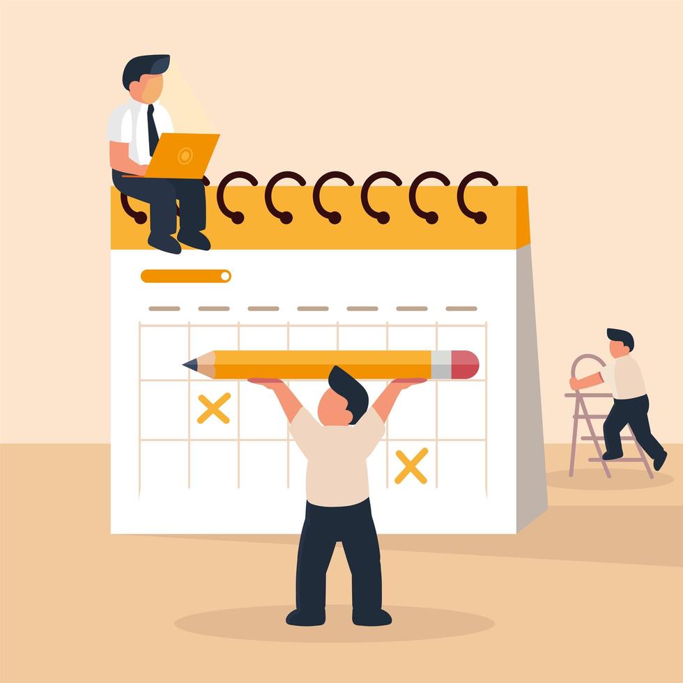 men reminders, meeting and planning vector