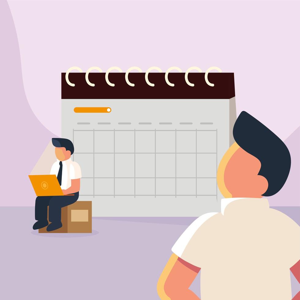 workers with huge calendar vector