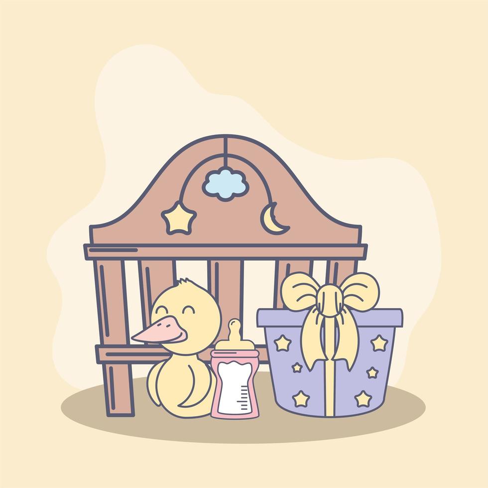 baby crib and duck vector