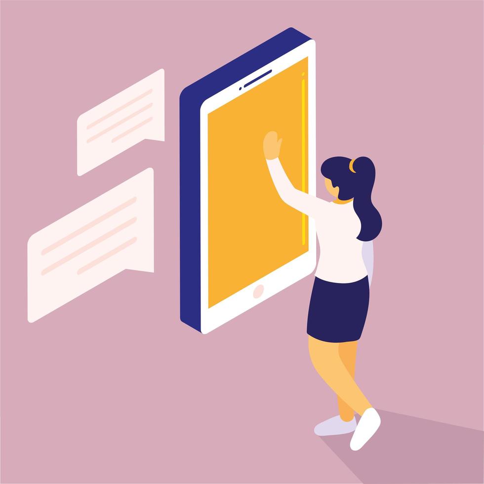 woman using smartphone vector