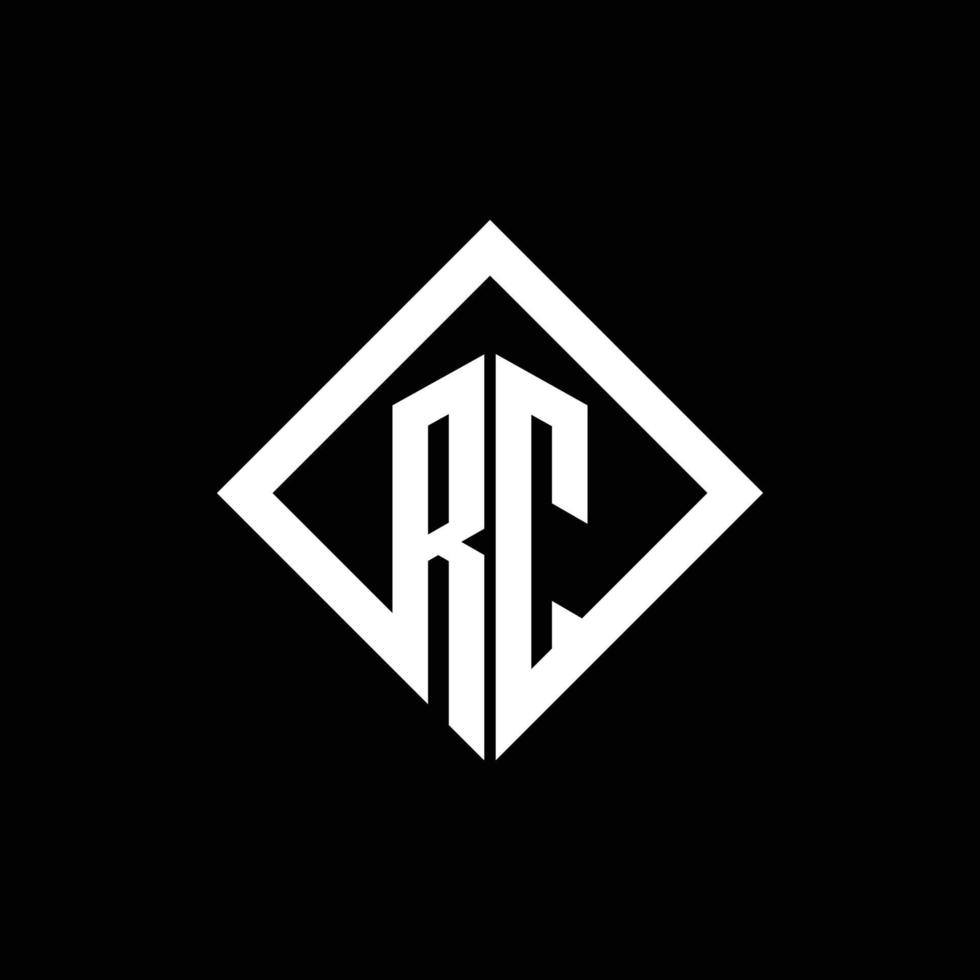 monograma de logotipo rc con plantilla de diseño de estilo de rotación cuadrada vector
