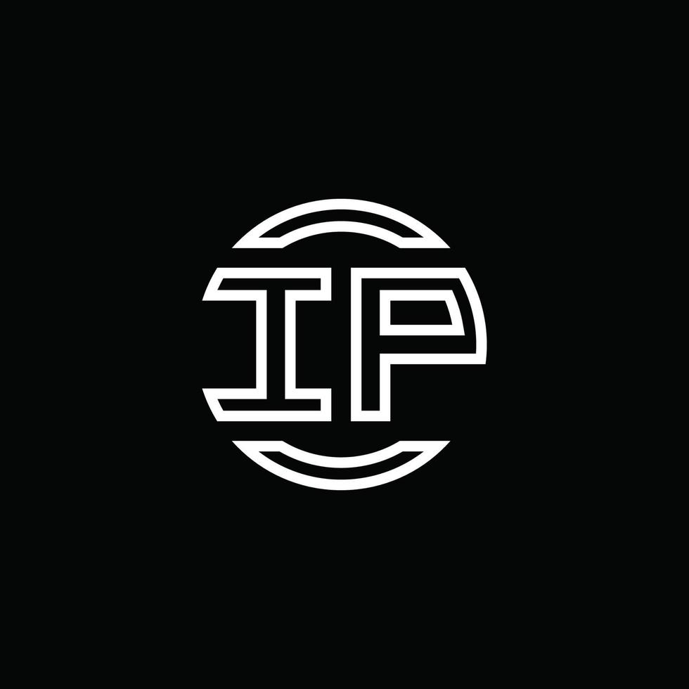IP logo monogram with negative space circle rounded design template vector