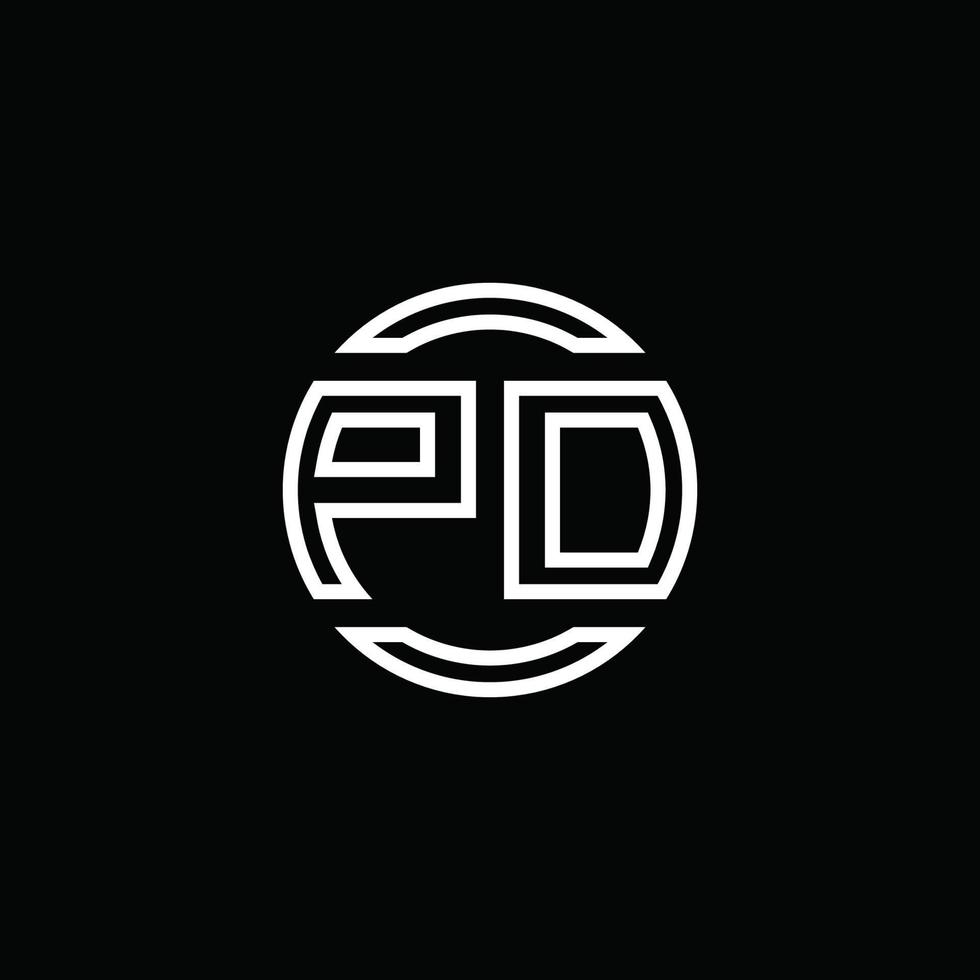 PD logo monogram with negative space circle rounded design template vector
