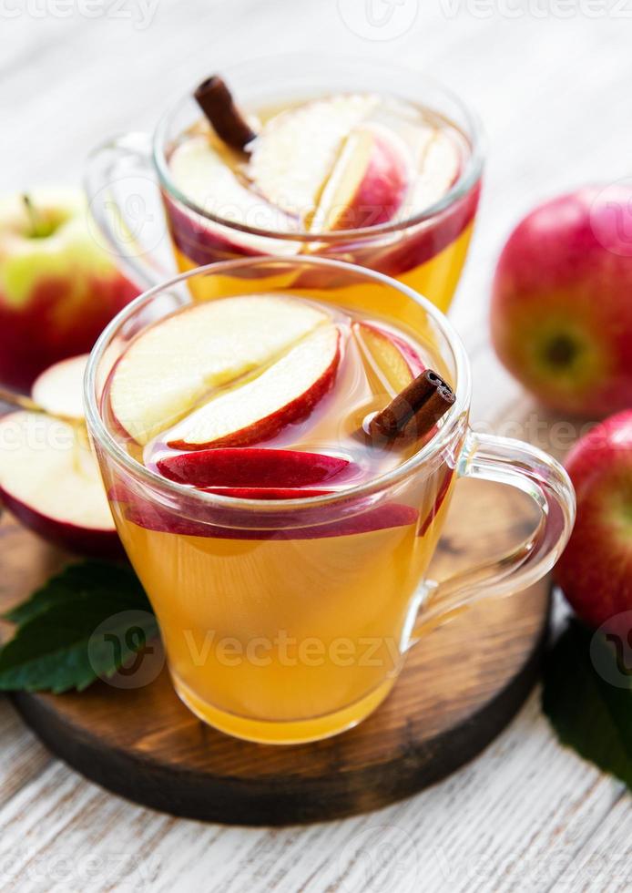 Apple cider  with cinnamon sticks photo