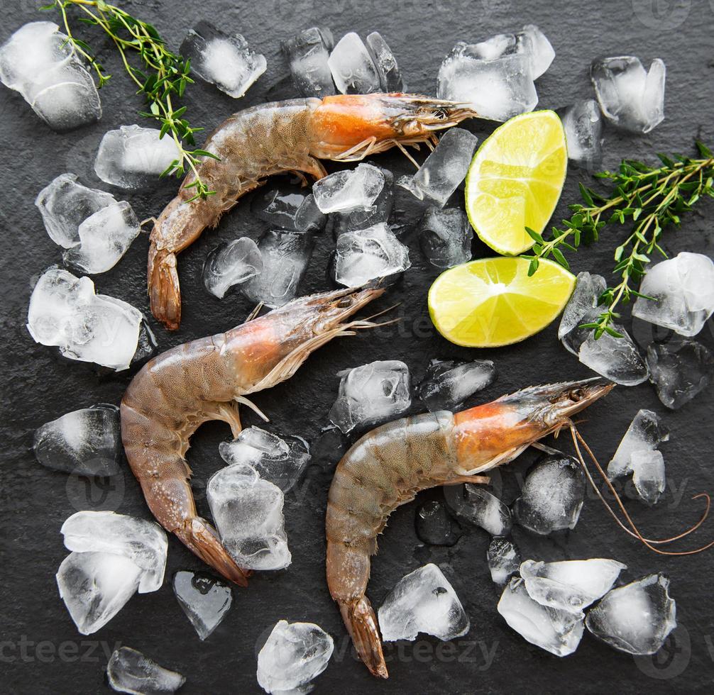 Fresh raw prawns photo