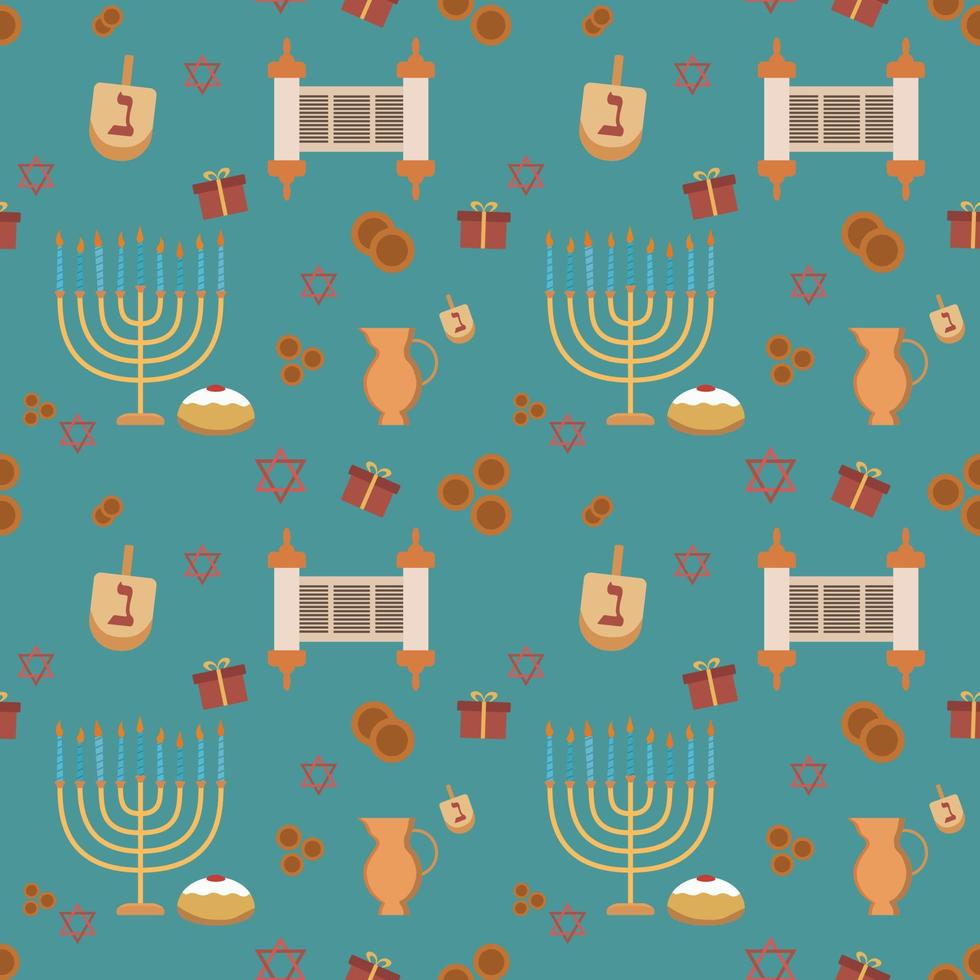 vacaciones de hanukkah diseño plano iconos de patrones sin fisuras vector