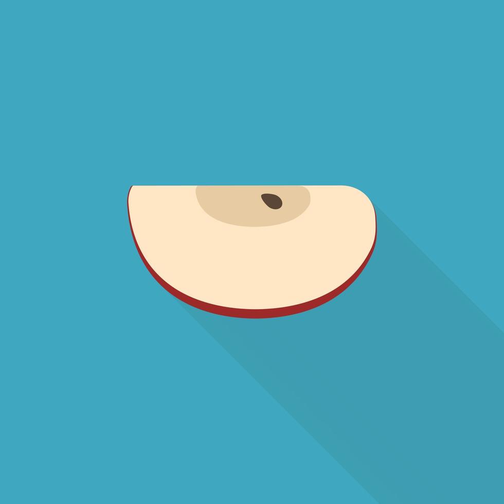 Red apple slice icon in flat long shadow design vector