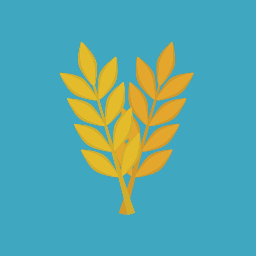 Crossed ears of wheat or barley icon in flat long shadow design vector