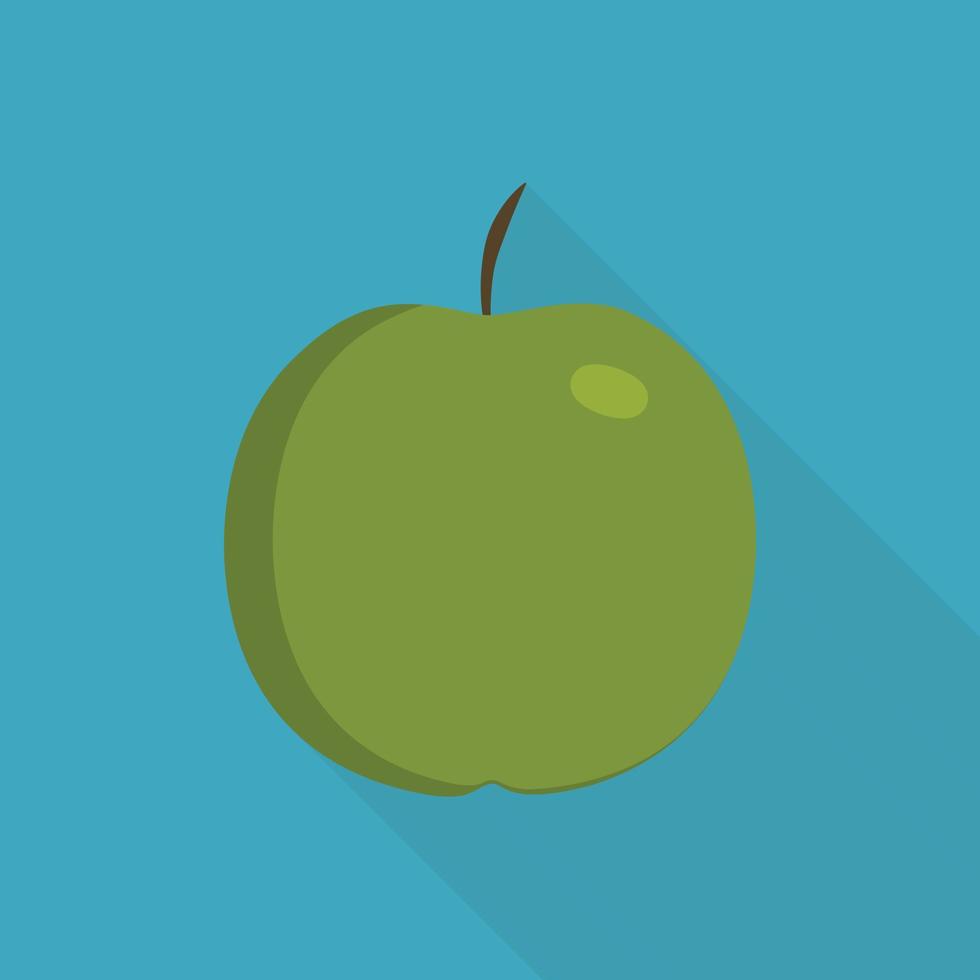 Green apple icon in flat long shadow design vector