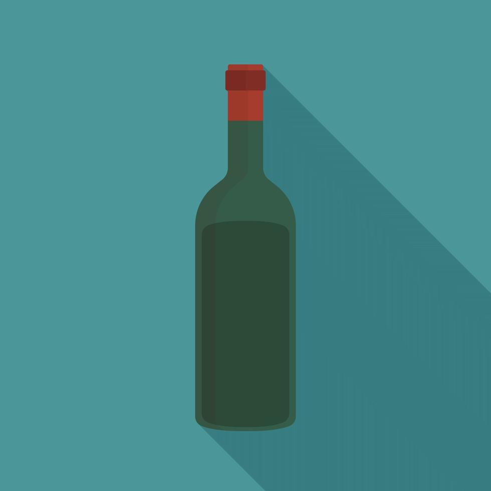 icono de diseño de sombra larga plana de botella de vino vector