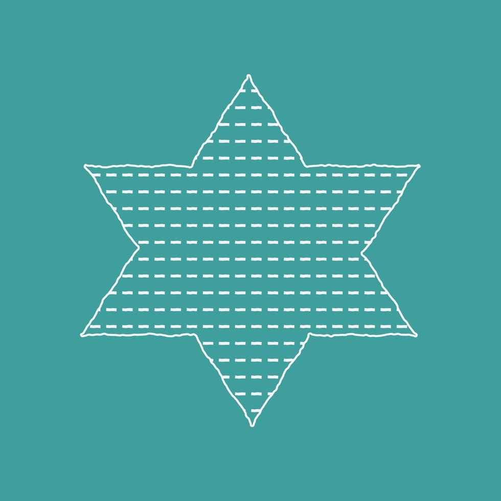 Passover holiday flat design white thin line icons of matzot in star of david shape vector