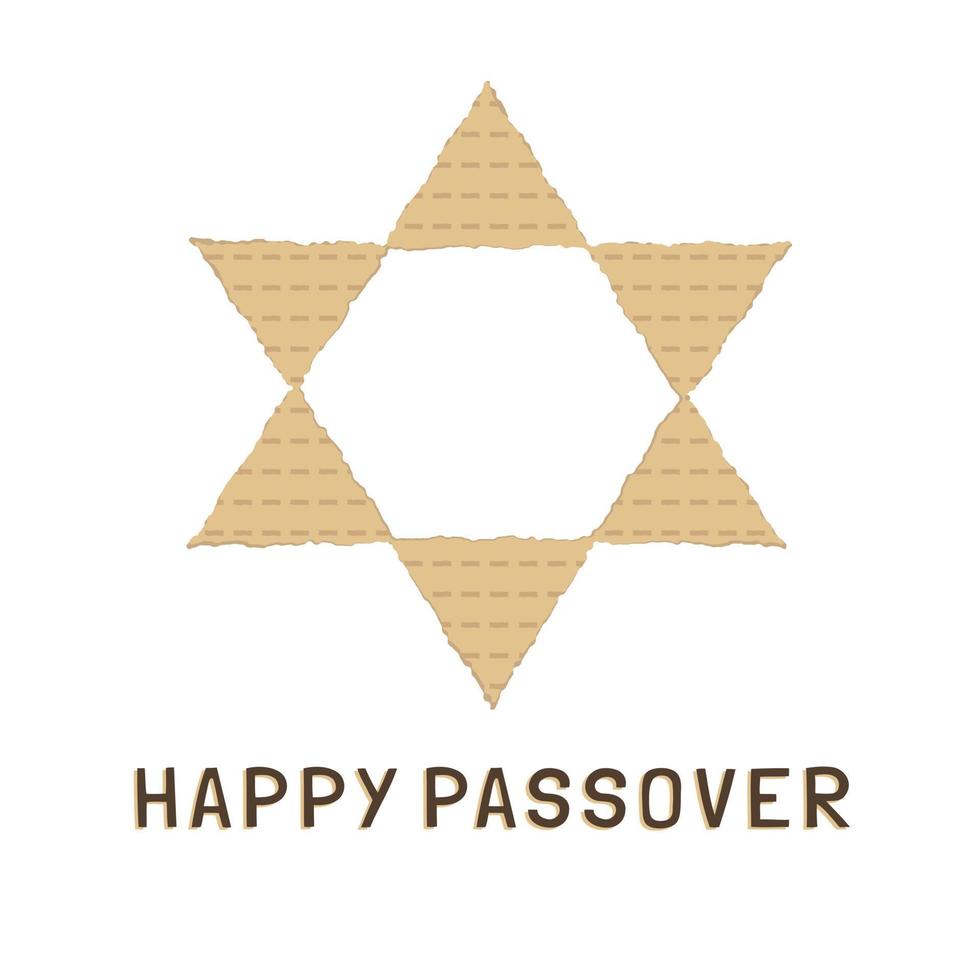 Passover holiday flat design icons of matzot in star of david shape with text in english vector